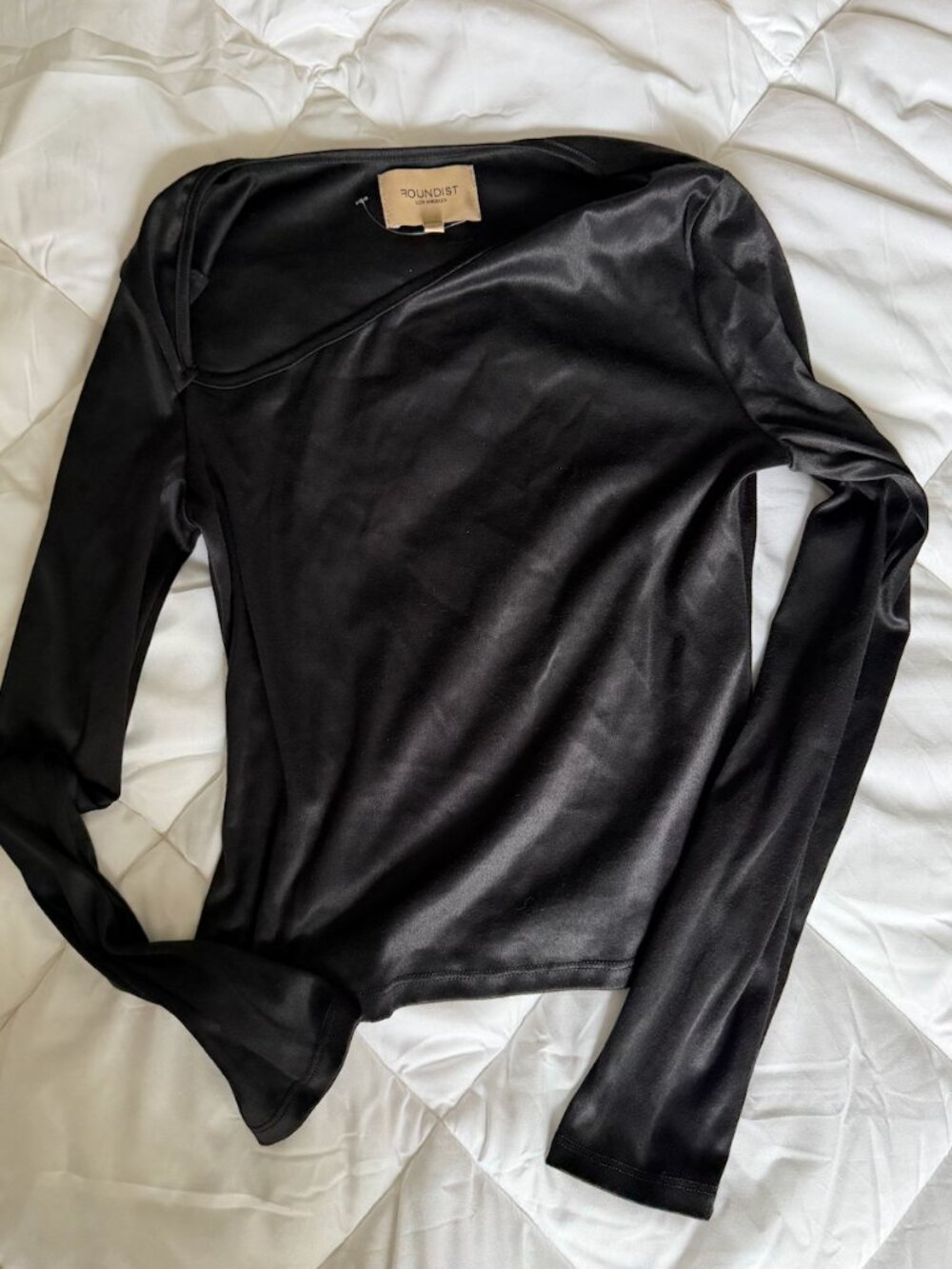 Black Asymmetric Long-Sleeve Top